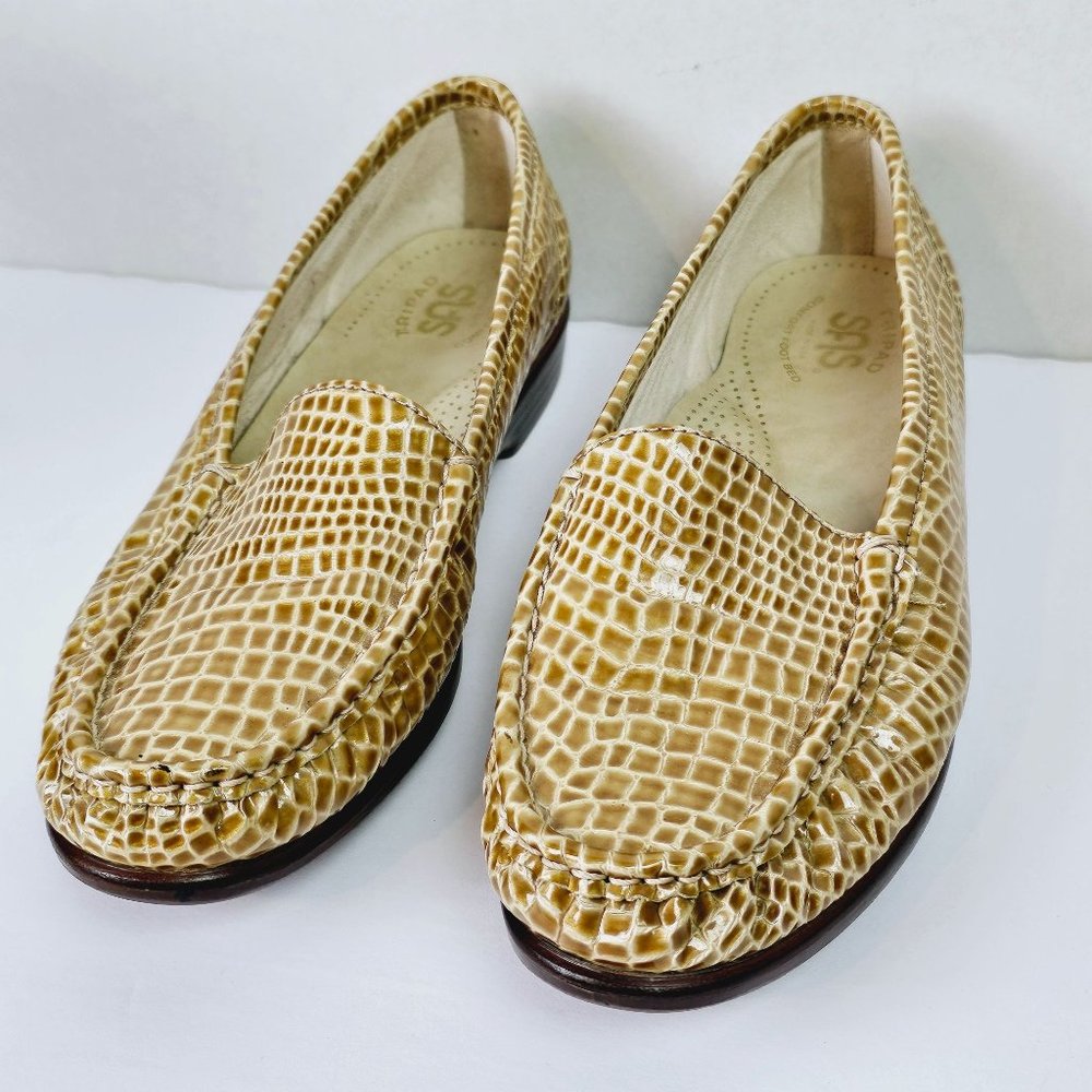 SAS Tripad Comfort Shoes Gold Leather Snakeskin Slip On Loafers Sz 9M - Picture 7 of 9